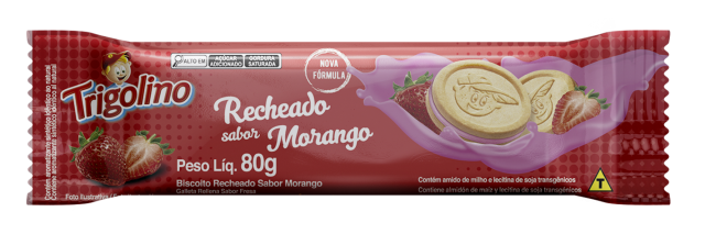 BISCOITO TRIGOLINO RECHEADO MORANGO 80G